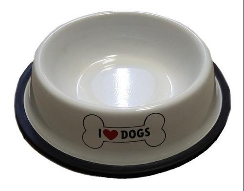 Plato Comedero Perro Gato Acero Inox Antivuelco 23 Cm. Lanus