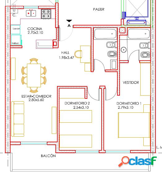 DEPARTAMENTO PROXIMO A ENTREGA - 2 DORMITORIOS - VESTIDOR Y