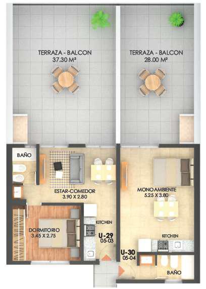 MONOAMBIENTE CON BALCON TERRAZA CON PARRILLERO - A ESTRENAR