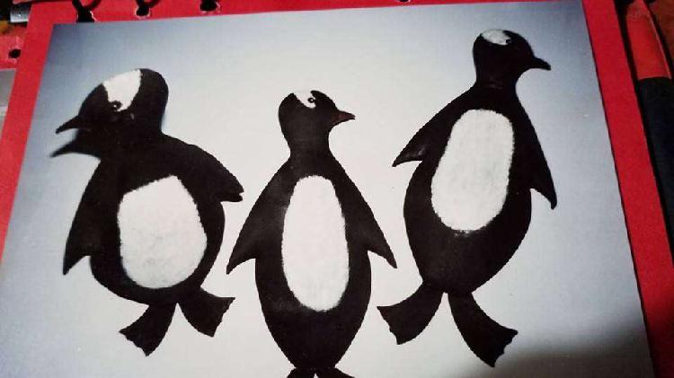 PINGUINOS EN MADERA Y TELA,ARTESANAL