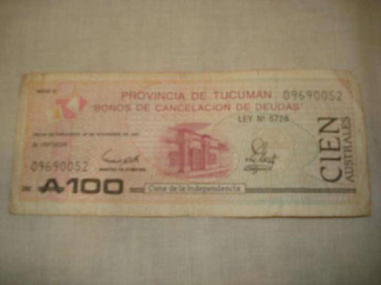 billete bono de Tucuman