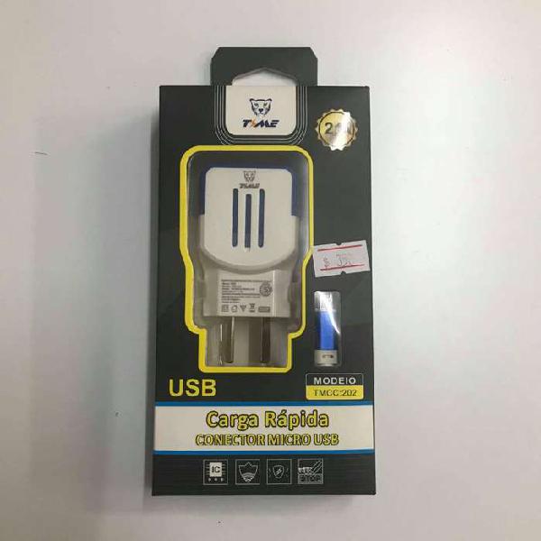 Cargador TIGER Carga Rapida 2.1 Amperes Con Usb Extra