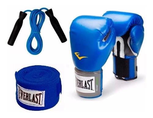 Combo Boxeo Everlast:guantes Prostyle + Vendas 120 + Soga