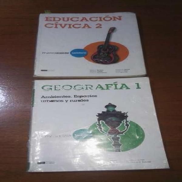 Libros Geografía 1 y Educación Cívica 2 de Santillana