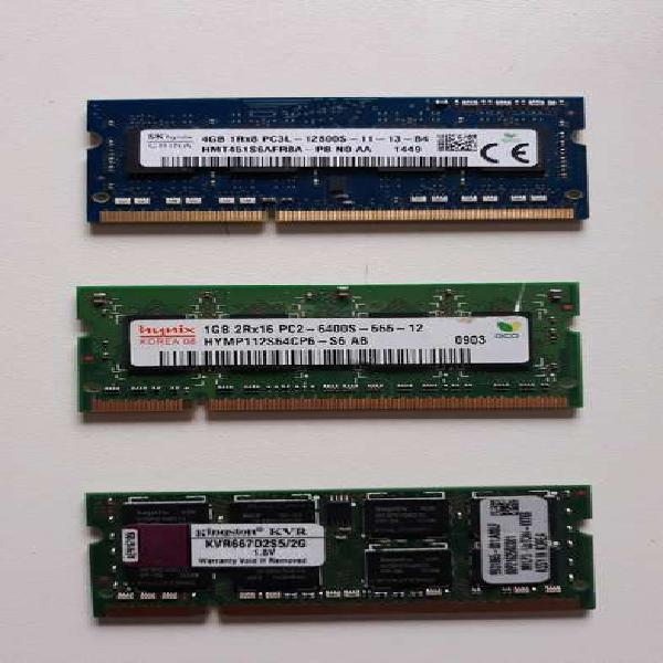 Lote Memorias RAM Notebook Usadas (1GB, 4GB)