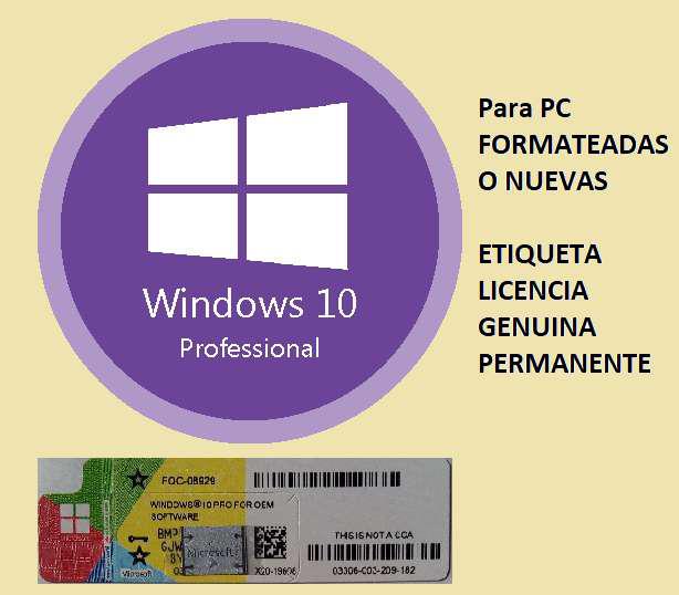 Windows 10 Profesional-Win 10 Pro, de 32 ó 64 bits licencia