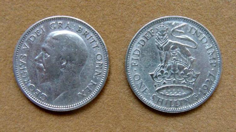 Moneda de 1 chelín de plata Gran Bretaña 1927