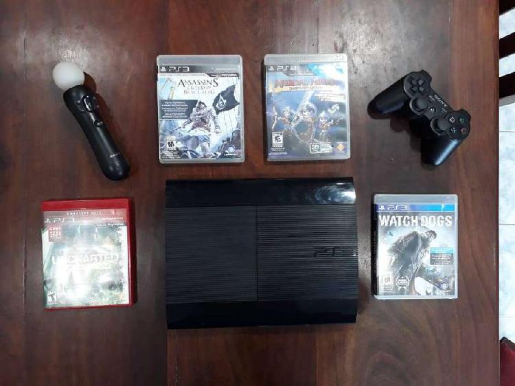 PS3 SUPER SLIM + JUEGOS - 250 GB