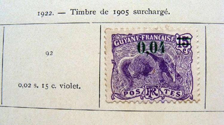 Sello postal de Guayana Francesa 1922