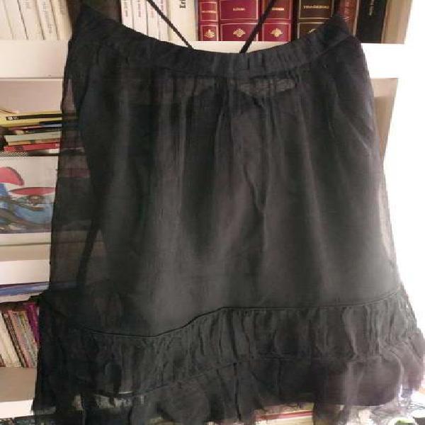 Vestido Negro de Gasa Marca Zara M