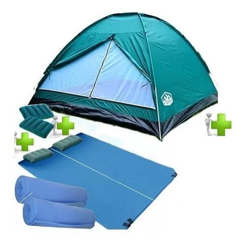 Carpa 4 Personas Combo Iglu Bolso Colchon 2 P Almohadas