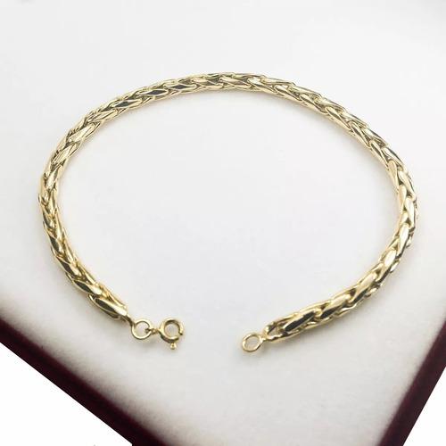 Pulsera Oro 18k Soga Pomerato Gruesa 4 Mm Hombre 22 Cm 8gr