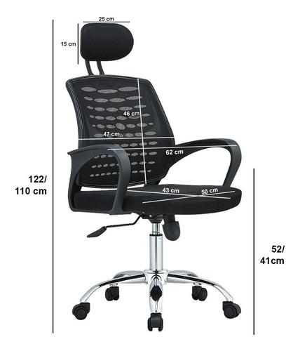 Sillón Ejecutivo Oficina Mesh + Apoya Cabeza Negro