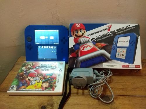 Nintendo 2ds Mario Kart Blue + 2 Juegos