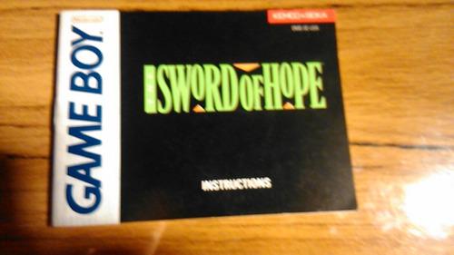 The Sword Of Hope (solo Manual) Gameboy