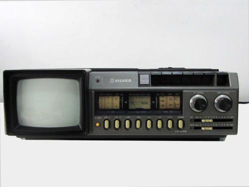 Vintage Radio Tv Cassette Analogico Silver -japan