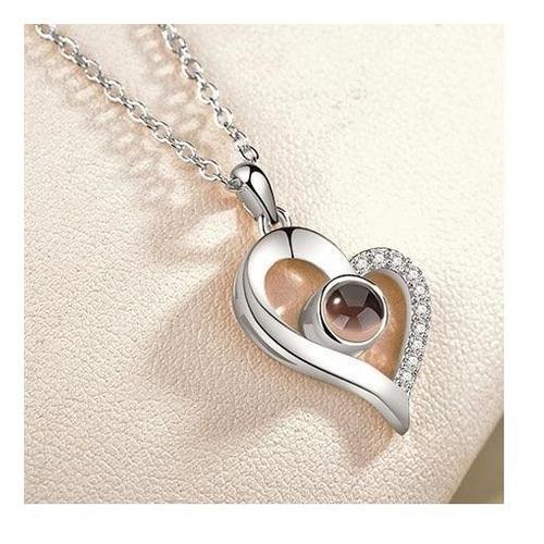 Cadena Con Dije Te Amo En 100 Idiomas Corazón 2 Rose Gold