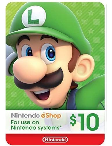 Nintendo Eshop 10 Usd - Wii U - 3ds - Switch Tarjeta 10$