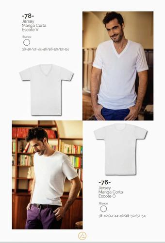 Camiseta Jersey Hombre Blanca Lisa Manga Corta | Tres Ases
