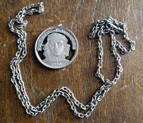 Che Guevara Colgante Collar Cadena Artesanía Medalla Moneda