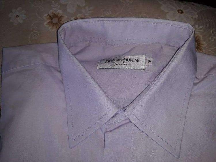 CAMISAS DE VESTIR YVES SAINT LAURENT 39/40 LILA Y PATITO