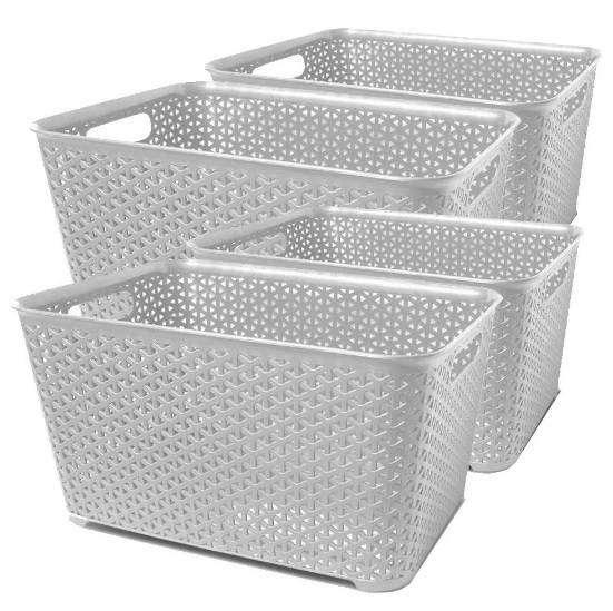 Canastos Organizador Plastico Rattan Cesto Mediano X 8