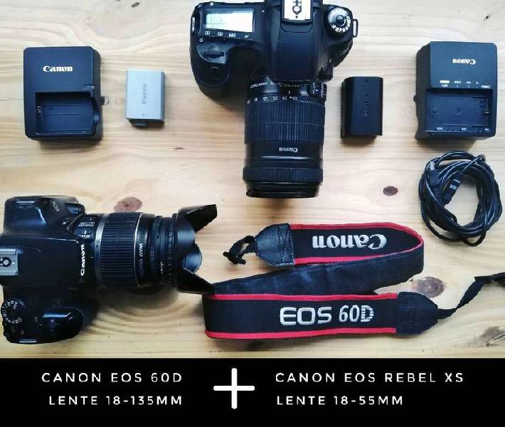 Canon 60d + Lente canon 18-135mm + Canon Eos Rebel Xs con