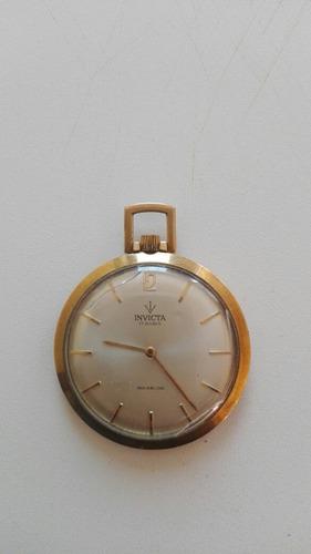 Reloj Invicta Antiguo De Bolsillo, Enchapado En Oro.