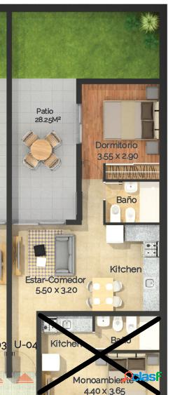 DEPARTAMENTO 1 DORMITORIO CON PATIO EN PLANTA BAJA -