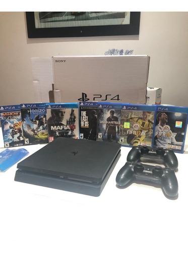 Play Station 4 Ps4 500 Gb + 2 Joystick + 7 Juego + Cables