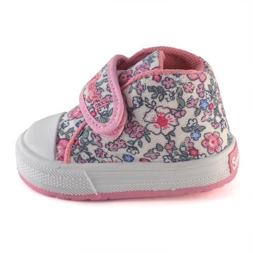 Botita Bebe Abrojo Corderoy Flores Rosa Small Shoes