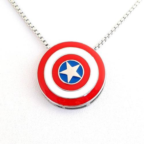 Collar Escudo Capitán América / Acero Quirúrgico 316l