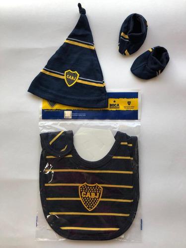 Set De Gorrito Babero Y Escarpines Boca Juniors Bebe Oficial