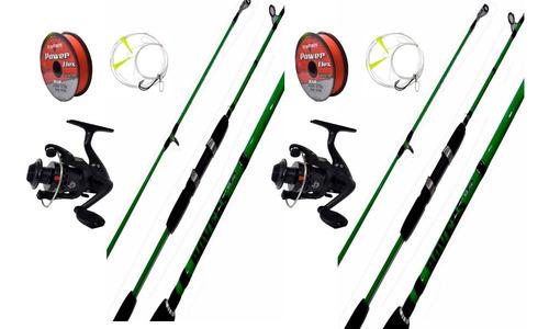 2 Combos De Pesca Cañas 2.10 + Reel 3 Rulemanes +