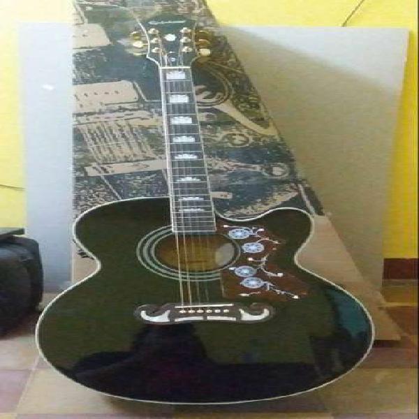Guitarra electro acústica epiphone ej 200 sce black