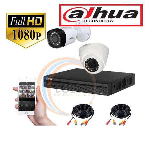 KIT DAHUA FULL HD DVR+CÁMARAS 1080+CABLES PARA