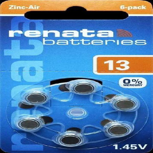 Pilas RENATA para audífonos, batería tamaño 13 PR48 x 6