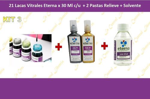 Laca Vitral Eterna 37 Ml X 21 + 4 Pastas Relieve