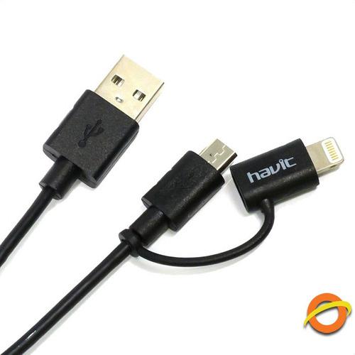 Cable Usb A Micro Usb Y Lightning 2 En 1 Carga Rapida Datos