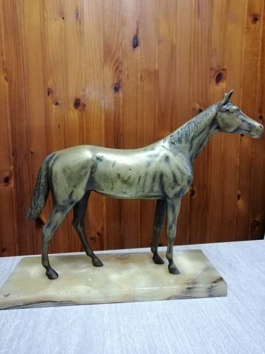 Antiguo Caballo De Bronce Con Base De Mármol