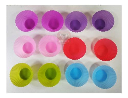 12 Moldes Pirotin Muffin Cupcake Silicona Reposteria Belgran