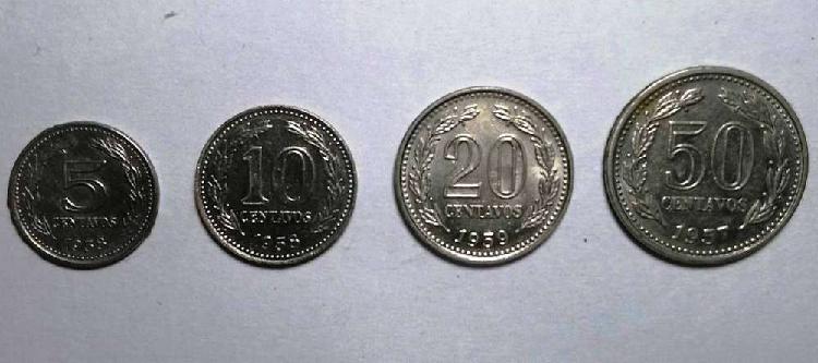 LOTE MONEDAS 5 10 20 Y 50 CENTAVOS 1957/58/59