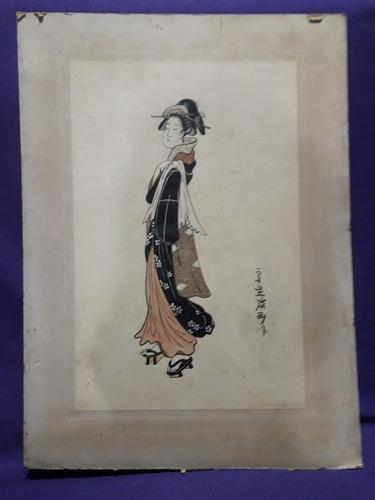 Serigrafía Geisha Japonesa Firmada J. Orióne Consultar Sto