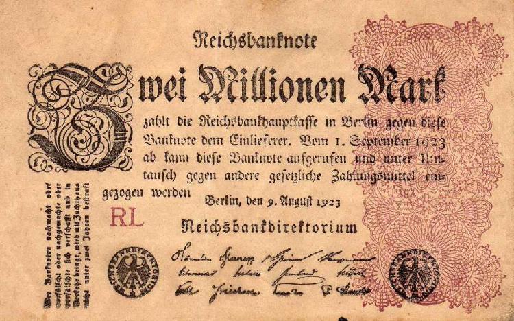 Billete alemán antiguo 3 millones de marcos