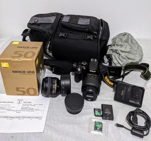 Cámara Nikon D5100 + Lente 18-55 + Lente Nikon 50mm 1.8 Y
