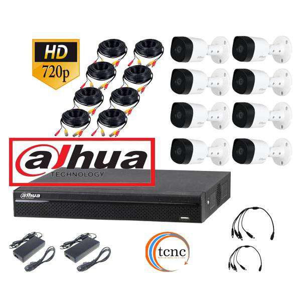 KIT DAHUA 8 CAMARAS HD+ DVR+ FUENTES DE ALIMENTACION+ CABLES