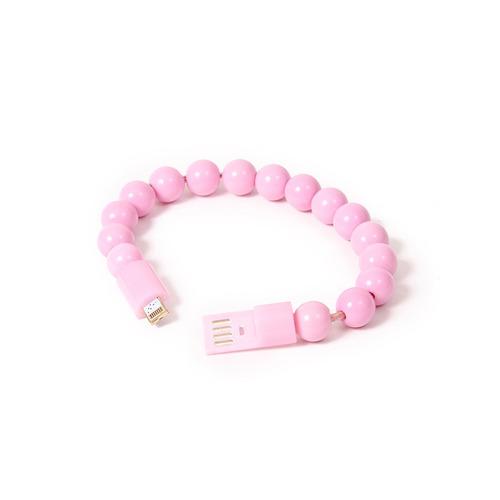 Cable Cargador De Celular Tipo Pulsera Pelotitas V8 Rosa