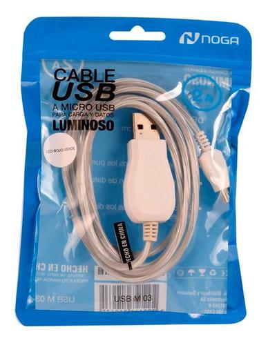 Cable Celular Luminoso Led Micro Usb Smartphone Noga Usb M03