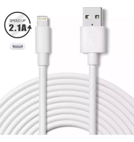 Cable Usb Para iPhone 5 6 7 8 X Plus Carga Rapida 2.1a 2mts