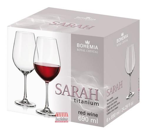 Copas Sarah Cristal Bohemia, Red 690 Ml X6 Uni.origi 100%